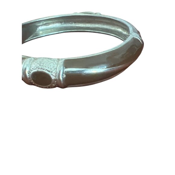 Set of 2 Vintage Clamper Bangle Bracelets Silver Tone Brown Red Enamel Estate 7" - Picture 2 of 4